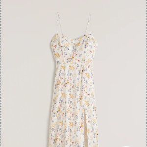 Faux Silk High-Slit Midaxi Dress (Size S)